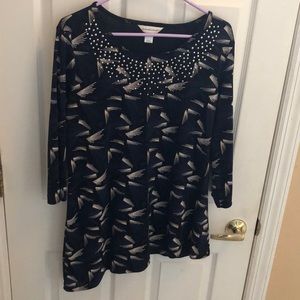 Christopher & Banks Abstract Top Tunic Blouse Sz Large